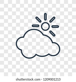 Cloudy concept vector linear icon isolated on transparent background, Cloudy concept transparency concept in outline style