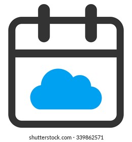 Cloudy Date vector icon. Style is bicolor flat symbol, blue and gray colors, rounded angles, white background.
