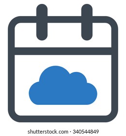 Cloudy Date vector icon. Style is bicolor flat symbol, smooth blue colors, rounded angles, white background.