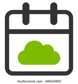 Cloudy Date vector icon. Style is bicolor flat symbol, eco green and gray colors, rounded angles, white background.