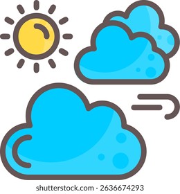 Cloudy Day Filled Style Icon Design