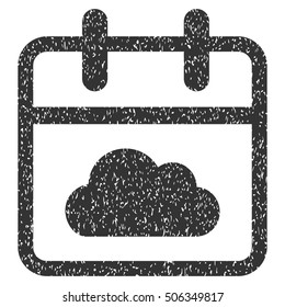 Cloudy Day grainy textured icon for overlay watermark stamps. Flat symbol with scratched texture. Dotted vector gray ink rubber seal stamp with grunge design on a white background.