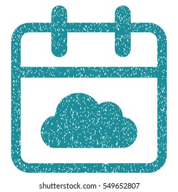 Cloudy Day grainy textured icon for overlay watermark stamps. Flat symbol with scratched texture. Dotted vector soft blue ink rubber seal stamp with grunge design on a white background.