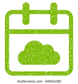 Cloudy Day grainy textured icon for overlay watermark stamps. Flat symbol with dirty texture. Dotted vector eco green ink rubber seal stamp with grunge design on a white background.