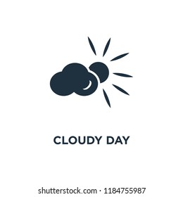 Cloudy Day icon. Black filled vector illustration. Cloudy Day symbol on white background. Can be used in web and mobile.