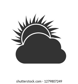 Cloudy day Icon. Dark weather icon on white background. Vector illustration.