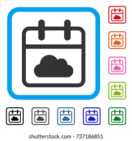 Cloudy Day icon. Flat gray pictogram symbol in a light blue rounded squared frame. Black, gray, green, blue, red, orange color variants of Cloudy Day vector.