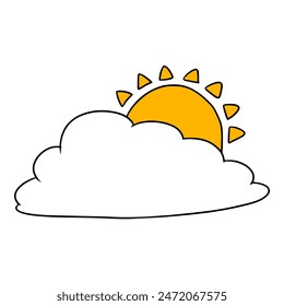 cloudy day icon illustration hand drawn isolated vector