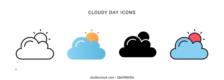 cloudy day icon vector with different style design. isolated on white background