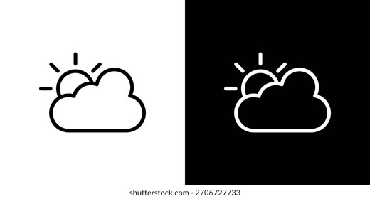 Cloudy Day icon. Vector linear icon isolated in black and white
