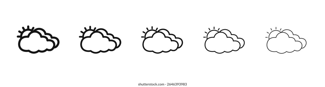 Cloudy Day icon vector outline set illustration sign