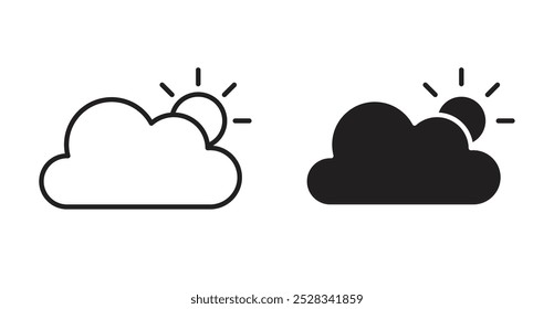 Cloudy Day icons. Vector set in filled and line style.