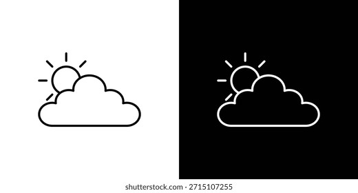 Símbolo de Vector de iconos de día nublado con líneas de trazo editables para Diseños web