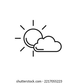 Icono de línea de día nublado blanco y negro