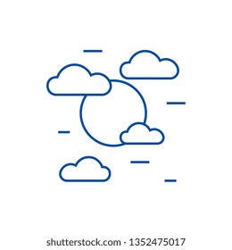 Cloudy day line icon concept. Cloudy day flat  vector symbol, sign, outline illustration.