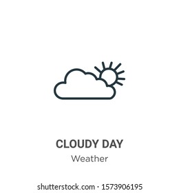 Cloudy day outline vector icon. Thin line black cloudy day icon, flat vector simple element illustration from editable weather concept isolated on white background