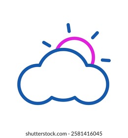 Cloudy day with sunlight minimal abstract weather icon