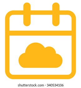 Cloudy Day vector icon. Style is flat symbol, yellow color, rounded angles, white background.