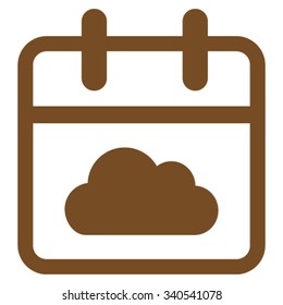 Cloudy Day vector icon. Style is flat symbol, brown color, rounded angles, white background.