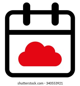 Cloudy Day vector icon. Style is bicolor flat symbol, intensive red and black colors, rounded angles, white background.