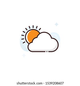 Cloudy Day vector illustration. Outline filled Travel & Tourism icons.