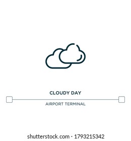cloudy day vector line icon. Simple element illustration. cloudy day outline icon from airport terminal concept. Can be used for web and mobile
