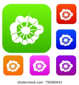 Cloudy explosion set icon color in flat style isolated on white. Collection sings vector illustration
