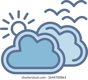 Cloudy Filled Blue Tone Icon