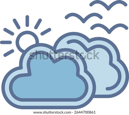 Cloudy Filled Blue Tone Icon