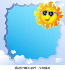Cloudy frame with Sun 1 - vector illustration.