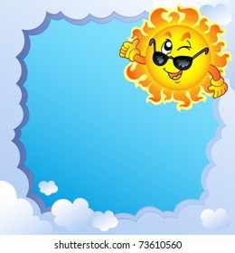 Cloudy frame with Sun 3 - vector illustration.