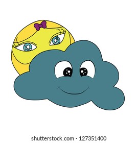 Icono nublado de luna llena para pronóstico del tiempo