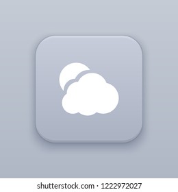 Cloudy, gray vector button with white icon on gray background