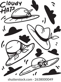 Cloudy hat illustration sweet style using hand drawing , good for your brand or every design