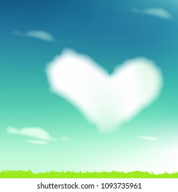 cloudy heart in the sky for a background