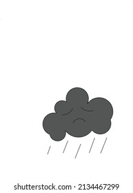 Cloudy, heavy rain with sad expression illustration
