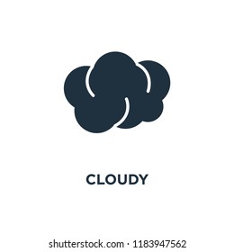 Cloudy icon. Black filled vector illustration. Cloudy symbol on white background. Can be used in web and mobile.