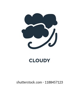 Cloudy icon. Black filled vector illustration. Cloudy symbol on white background. Can be used in web and mobile.