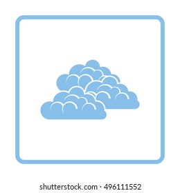 Cloudy icon. Blue frame design. Vector illustration.