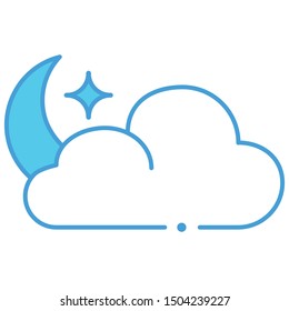 Cloudy icon blue lineal vector illustration 