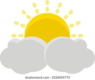 Cloudy icon in color fill. flat style. Isolated on white background