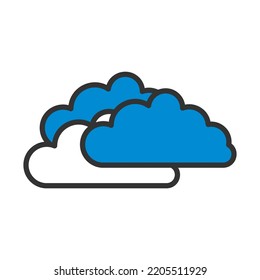 Cloudy Icon. Editable Bold Outline With Color Fill Design. Vector Illustration.