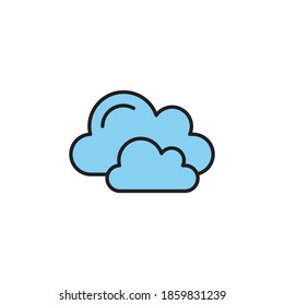 cloudy icon filled outline style. colored weather icon. isolated on white background