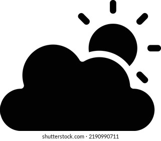 Cloudy Icon With Glyph Style, Weather Sign And Symbol Isolated On White Background