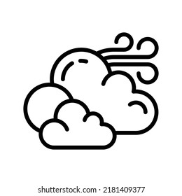 Bewölktes Symbol. Line Art Design einzeln auf weißem Hintergrund