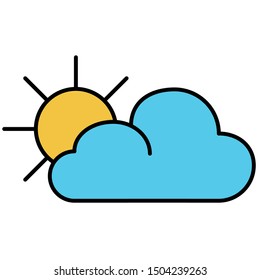 Cloudy icon lineal color vector illustration 