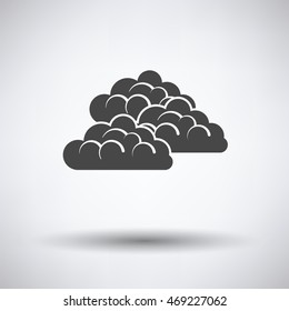 Cloudy icon on gray background with round shadow. Vector illustration.
