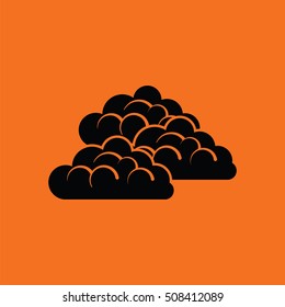 Cloudy icon. Orange background with black. Vector illustration.