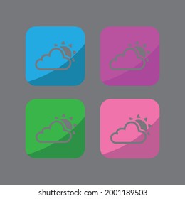 cloudy icon set, cloud and sun icon set