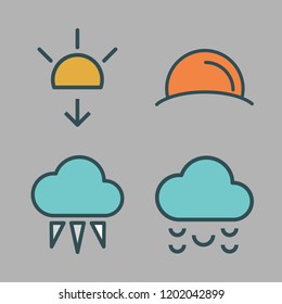cloudy icon set. vector set about sunset and cloud icons set.